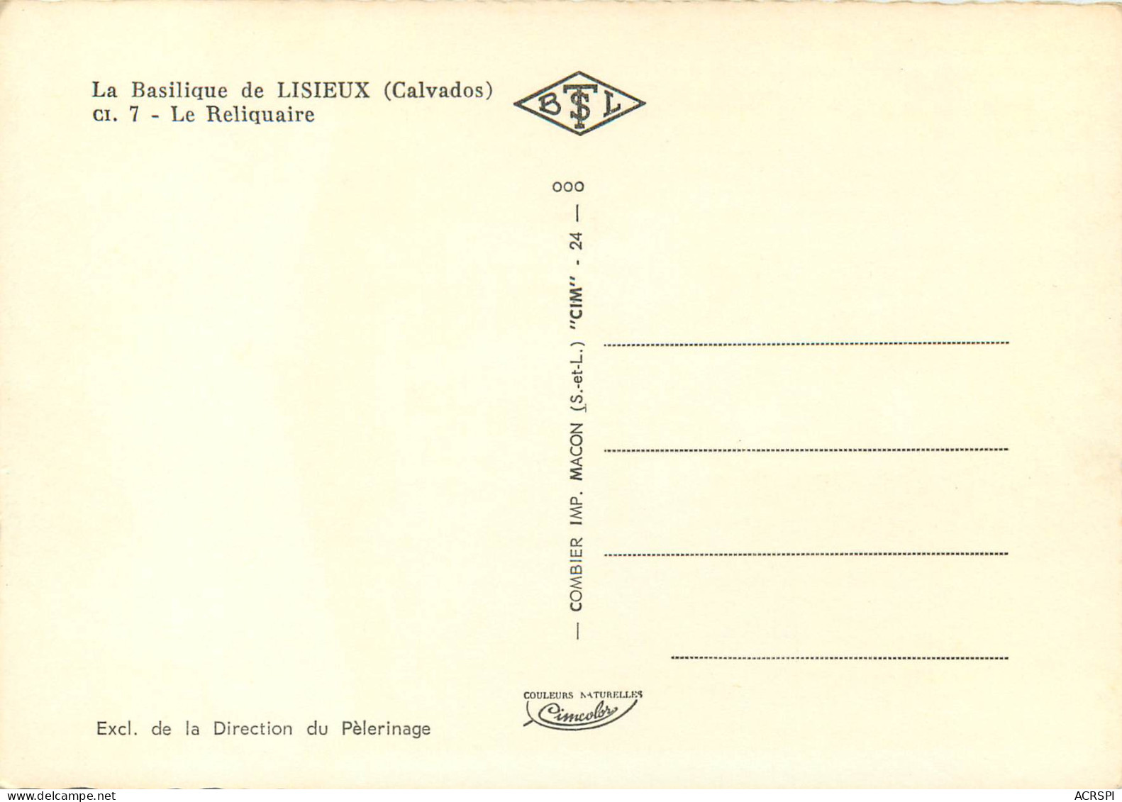 La Basilique De Lisieux Le Reliquaire 2 (scan Recto Verso)ME2672 - Lisieux