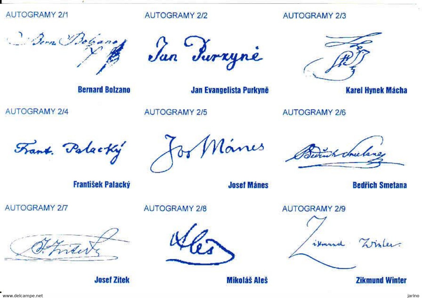 České Boites D'allumettes 2001 - 9 Etikety, Zápalkové Etikety, Autofrafi Autographs Autogramme Bolzano Purkyne Mácha - Zündholzschachteletiketten