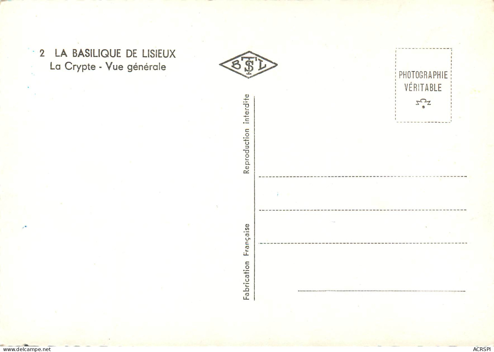 LA BASILIQUE DE LISIEUX La Crypte Vue Generale 5(scan Recto Verso)ME2674 - Lisieux