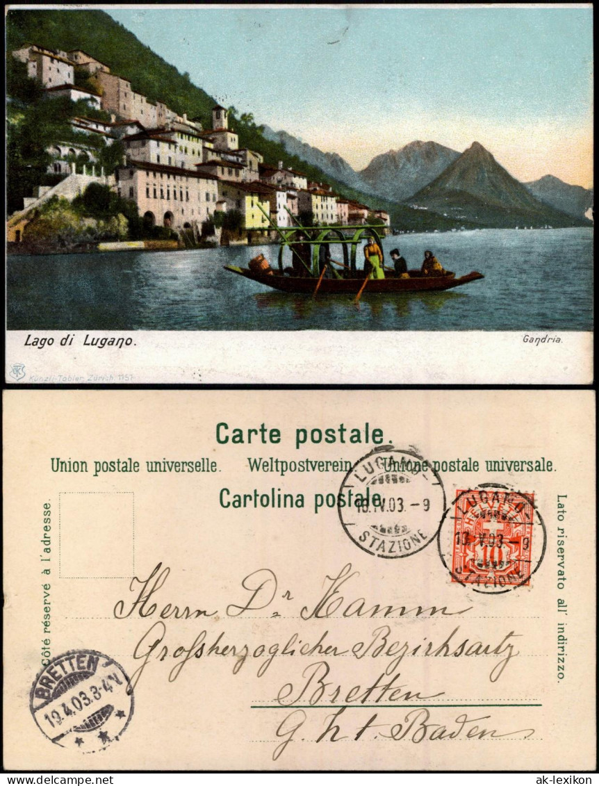 Ansichtskarte Gandria-Lugano Gondel Vor Der Stadt 1903 - Other & Unclassified