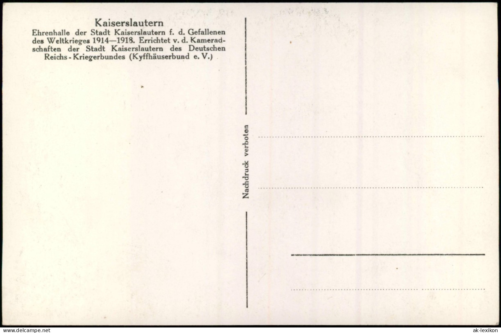 Ansichtskarte Kaiserslautern Ehrenhalle 1936 - Kaiserslautern