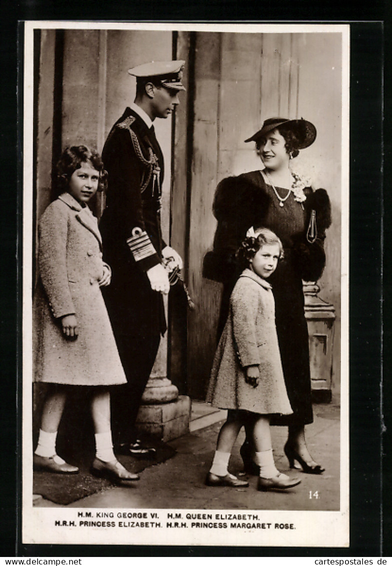 Pc King George VI. Von England Mit Wueen Elizabeth, Princess Margaret Rose & Princess Elizabeth  - Royal Families