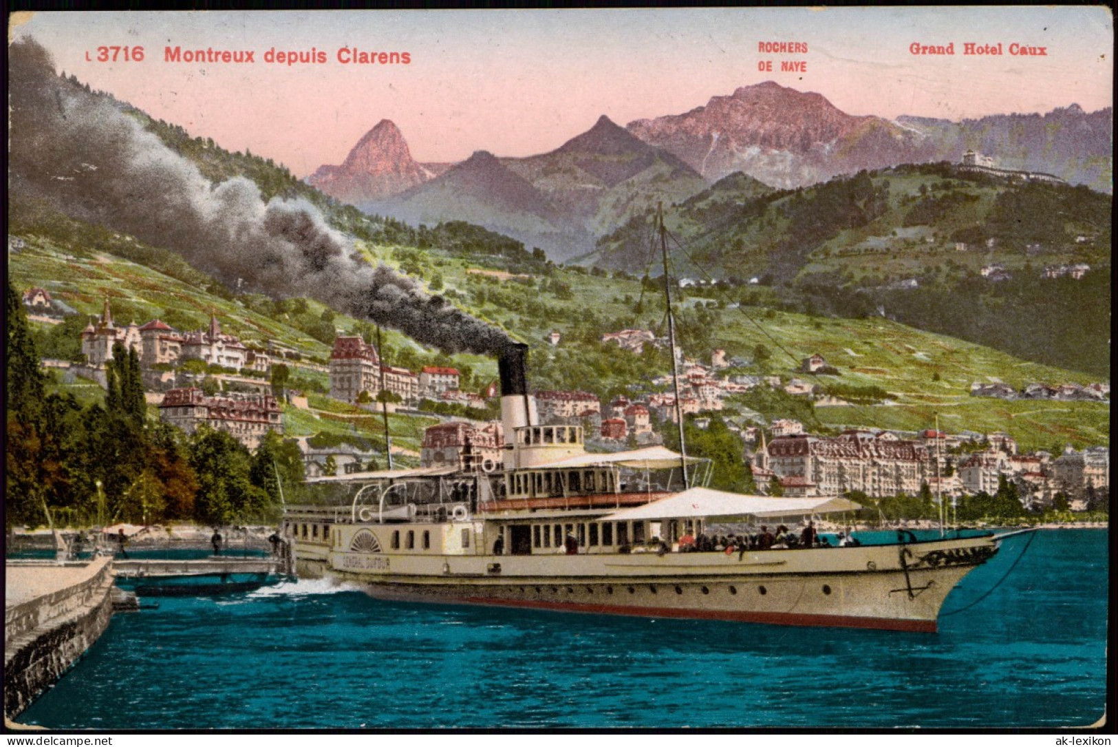 Ansichtskarte Montreux (Muchtern) Dampfer Vor Der Stadt 1912 - Otros & Sin Clasificación