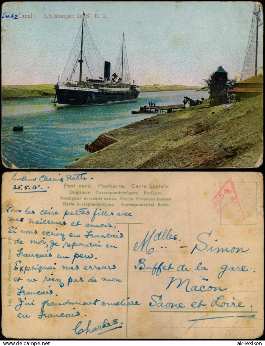 Suez السويس‎   Suezkanal S/S Stuttgart Du N. D. L. Schiffe Dampfer Steamer 1915 - Suez