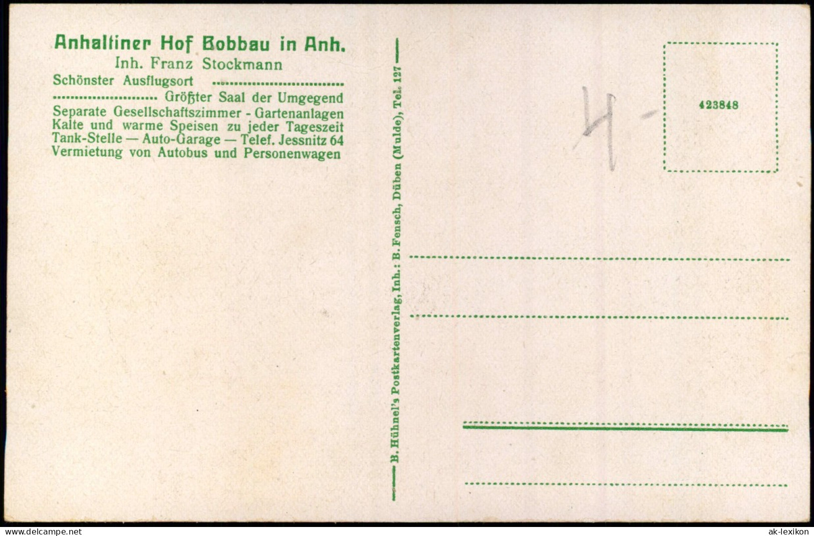 Ansichtskarte Bobbau-Bitterfeld-Wolfen Saal Anhaltiner Hof 1914 - Otros & Sin Clasificación