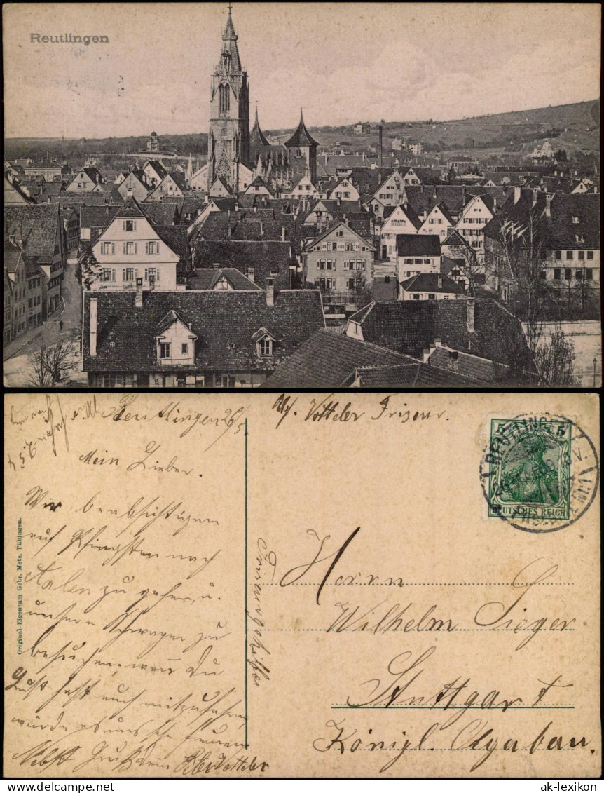 Ansichtskarte Reutlingen Stadtpartie 1909 - Reutlingen