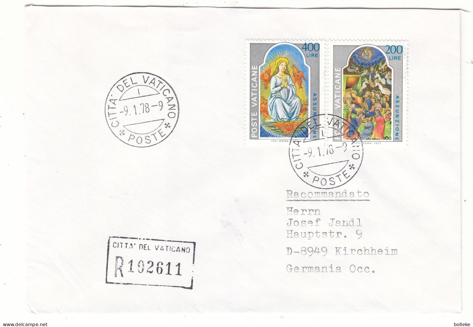 Vatican - Lettre Recom De 1978  - Oblit Citta Del Vaticano - - Briefe U. Dokumente