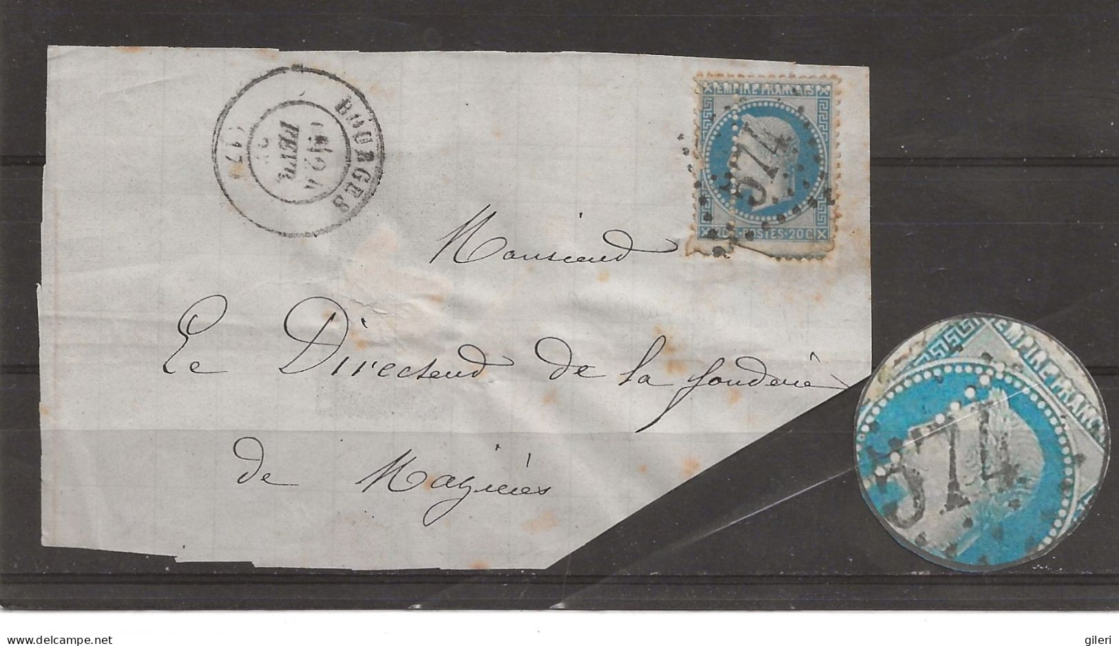 N 29A Sur Fragment De Lettre Variété Piquage Décalé - 1863-1870 Napoleon III Gelauwerd