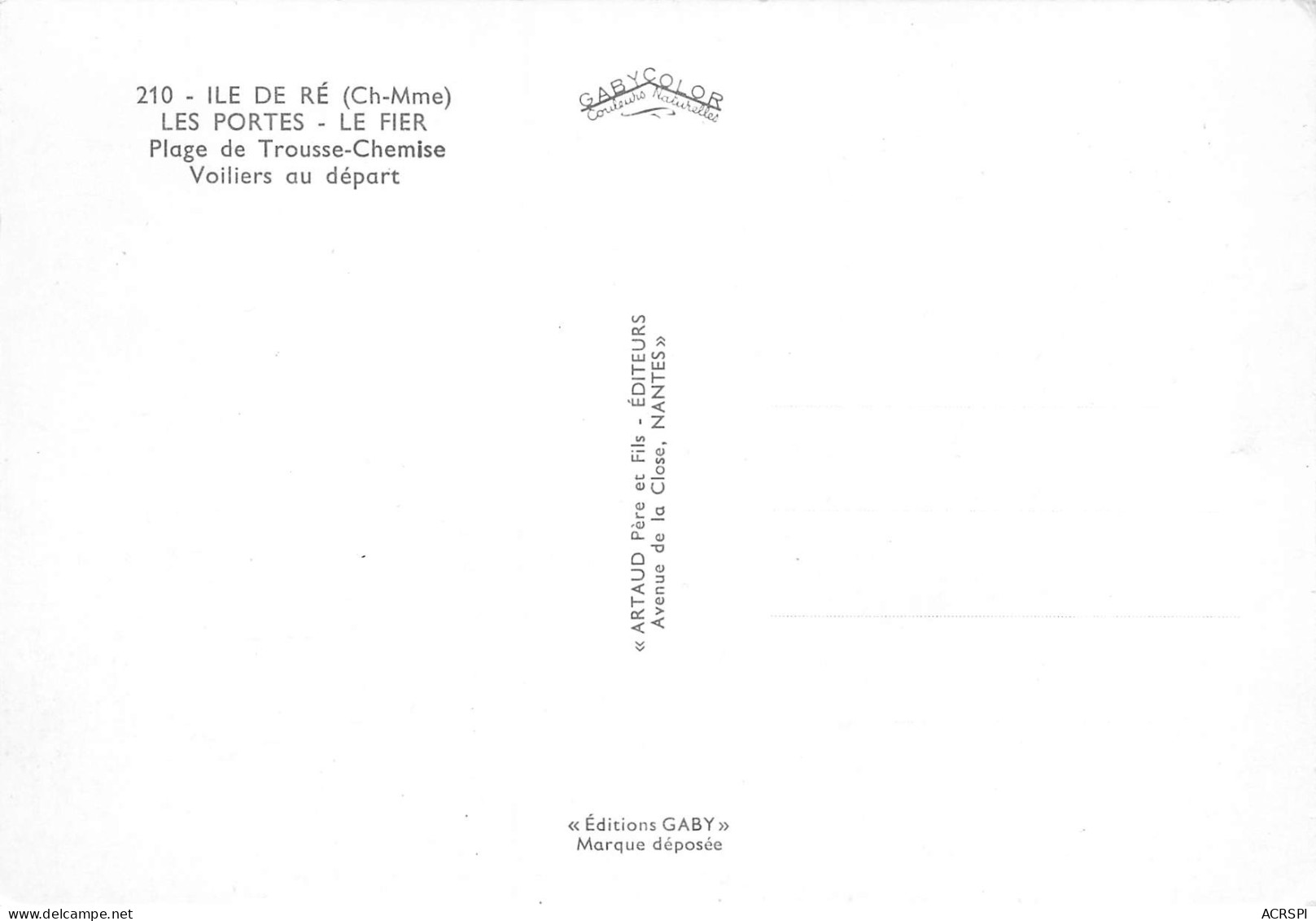île De Ré LES PORTES EN Ré Le Fier Plage De Trousse Chemiseles Voiliers  36 (scan Recto Verso)ME2674TER - Ile De Ré