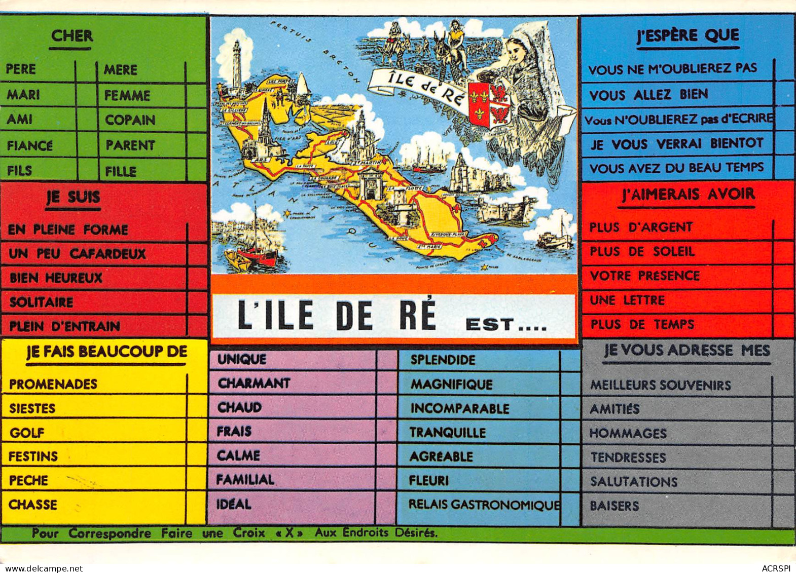 ÎLE DE Ré  Carte De L'île  Télégramme  29 (scan Recto Verso)ME2674UND - Ile De Ré