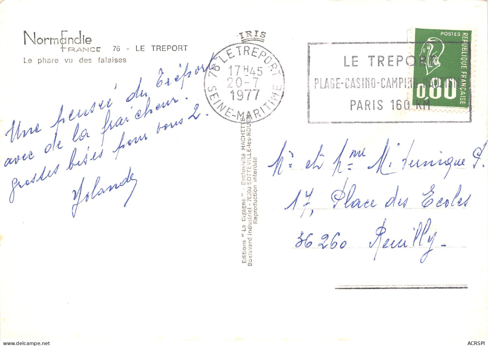 LE TREPORT  Le Phare Vu Des Falaises 15 (scan Recto Verso)ME2674VIC - Le Treport