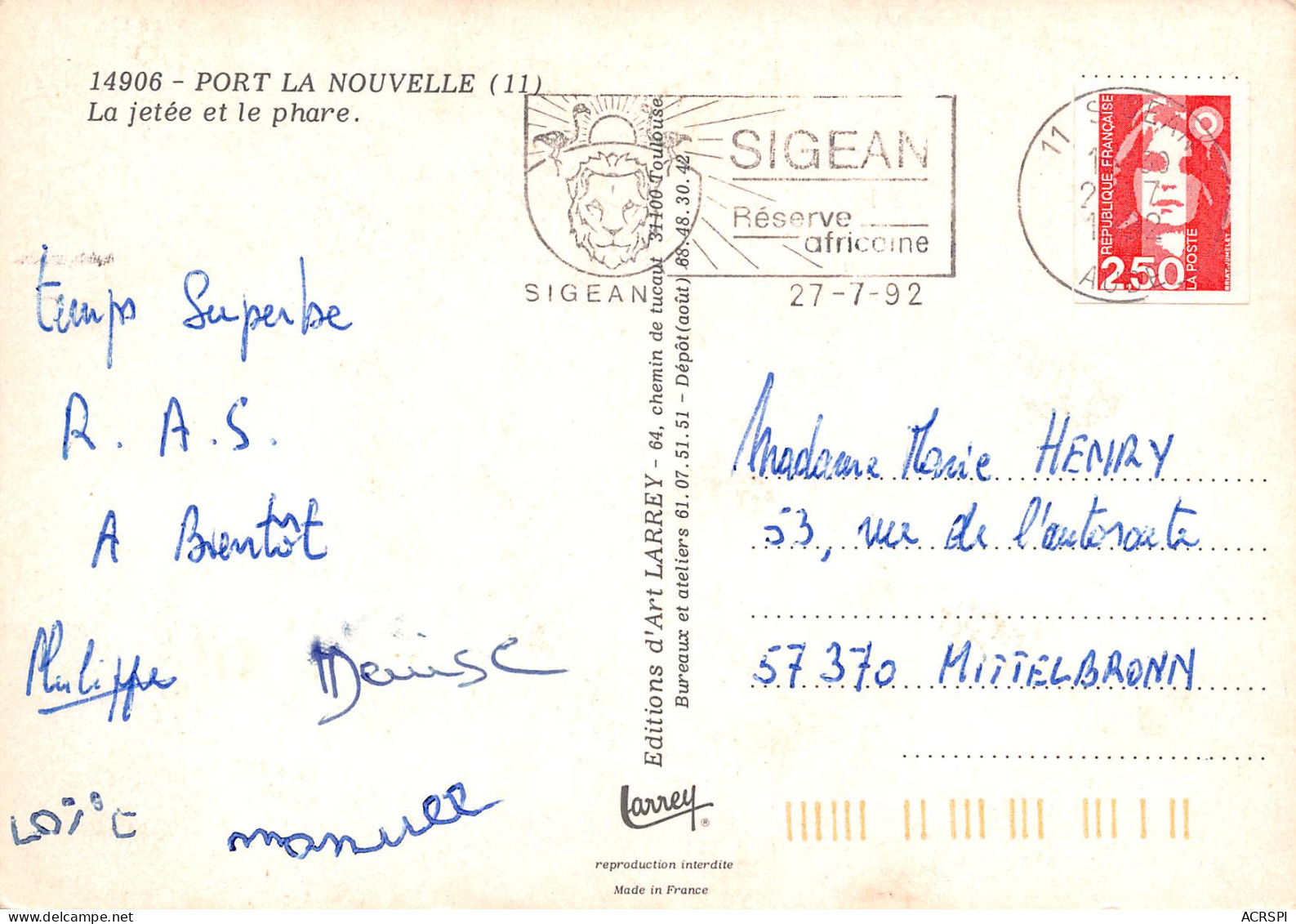 PORT LA NOUVELLE  La Jetée Et Le Phare 20 (scan Recto Verso)ME2674VIC - Port La Nouvelle