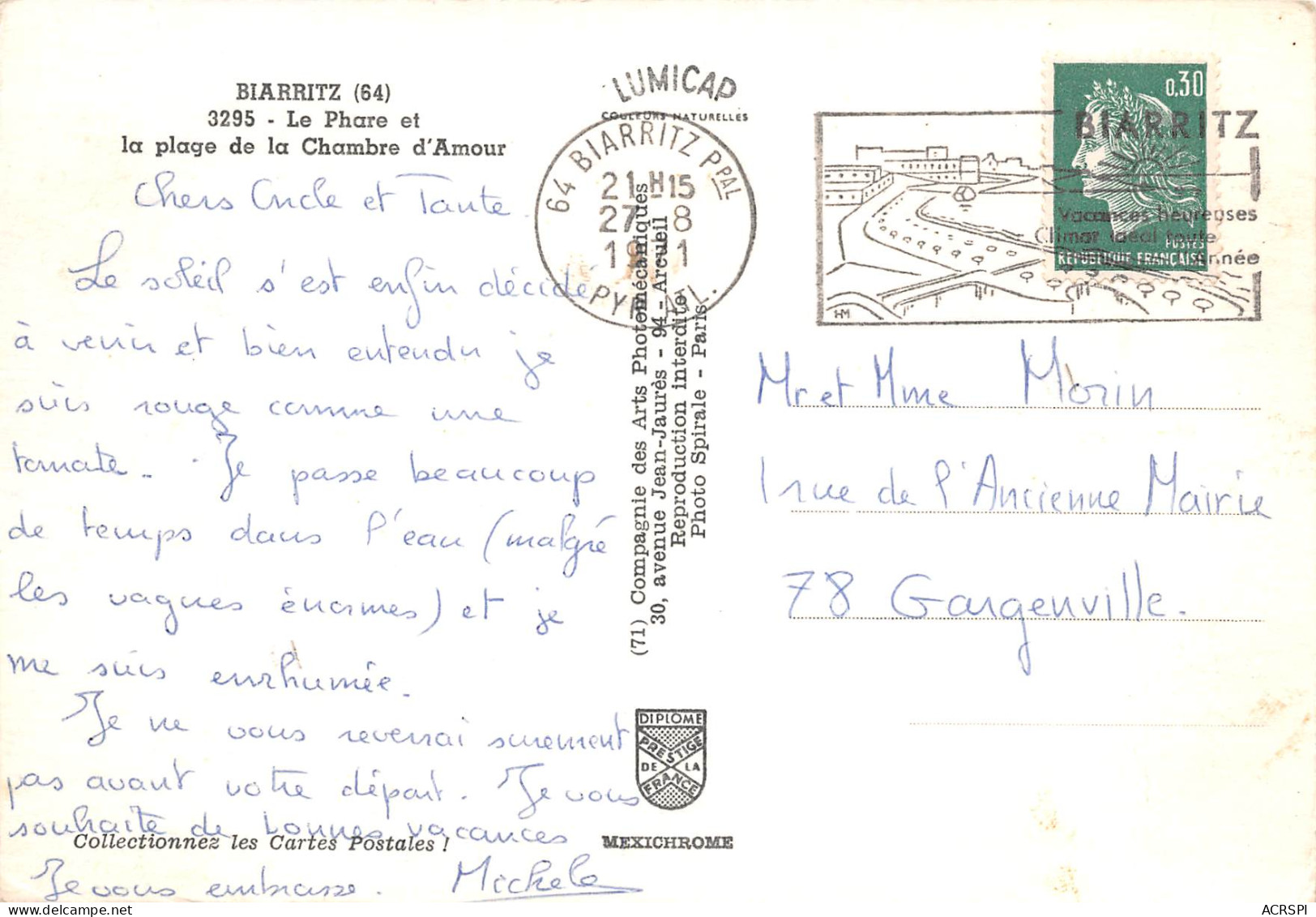 BIARRITZ Pointe Saint-Martin Plage Et Phare De La Chambre D'Amour  33  (scan Recto Verso)ME2674VIC - Biarritz