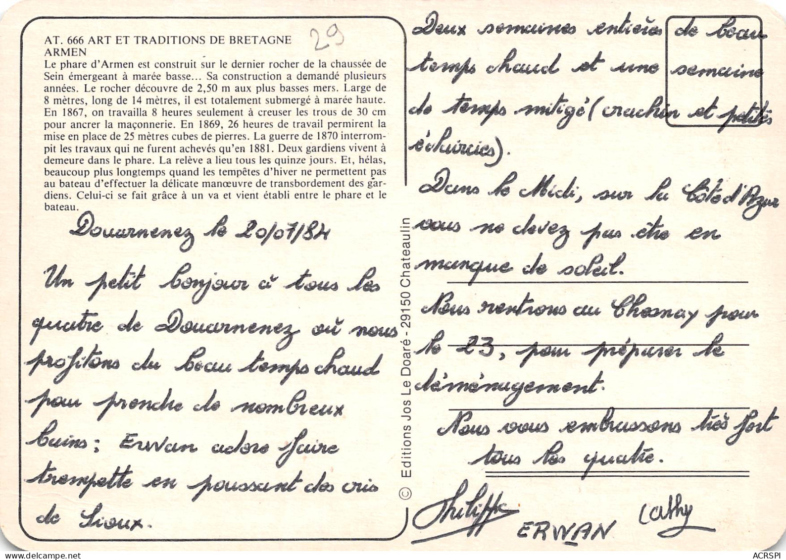 Île De Sein AR MEN Le Phare Du Bout Du Monde   43  (scan Recto Verso)ME2674VIC - Ile De Sein