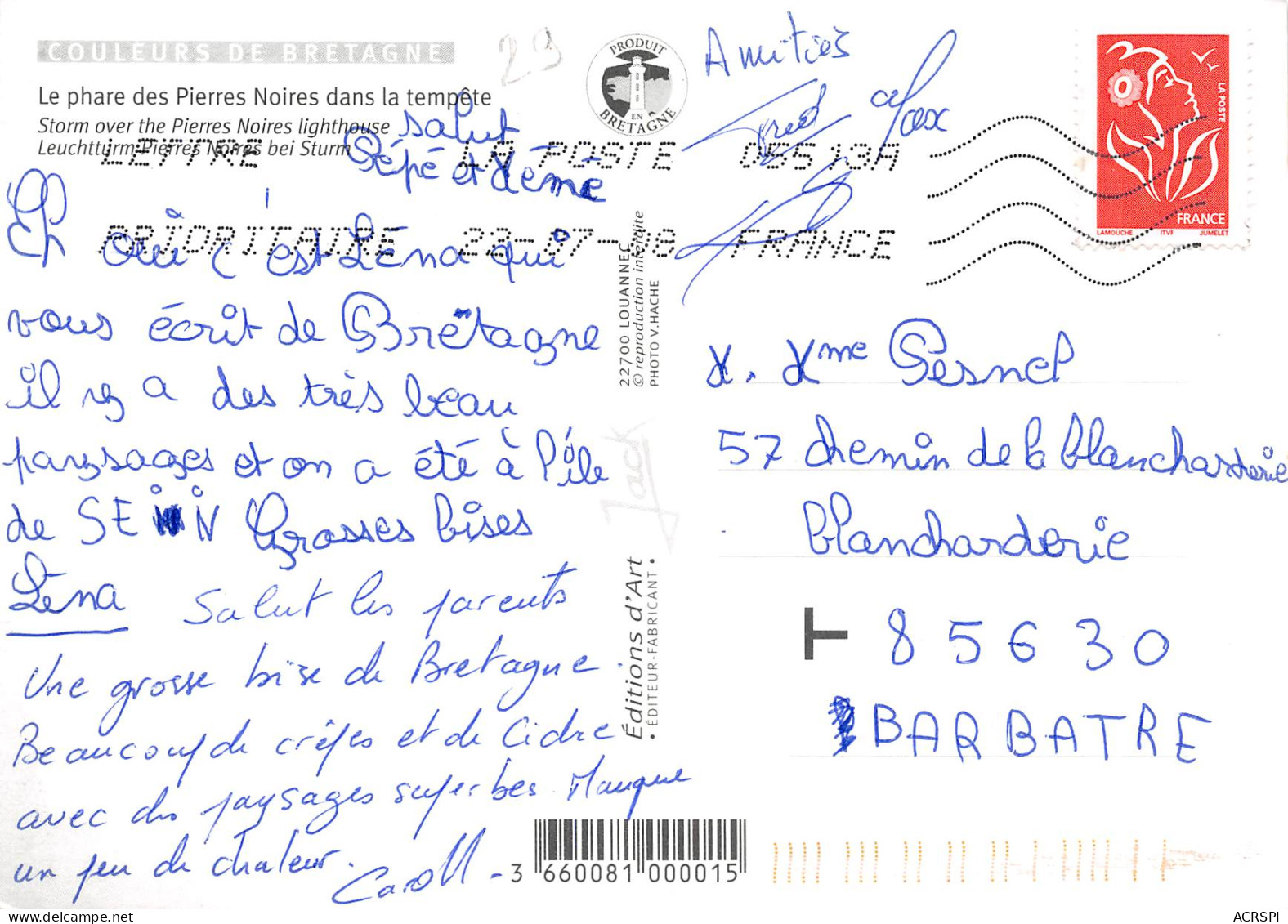 Le Conquet  Le Phare Des Pierres Noires   42  (scan Recto Verso)ME2674VIC - Le Conquet