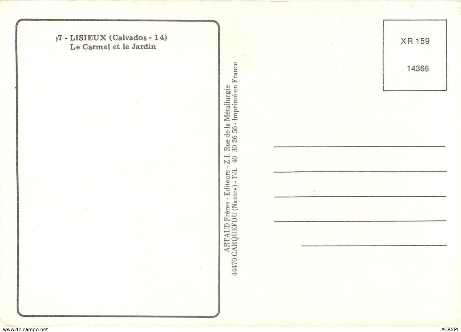 LISIEUX Le Carmel Et Le Jardin 10(scan Recto Verso)ME2675 - Lisieux