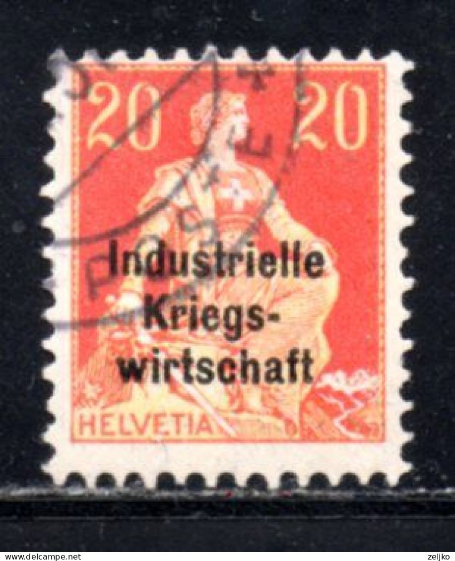 Switzerland, Used, Industrielle Kriegs - Wirtschaft 1918, Michel 6 II - Servizio