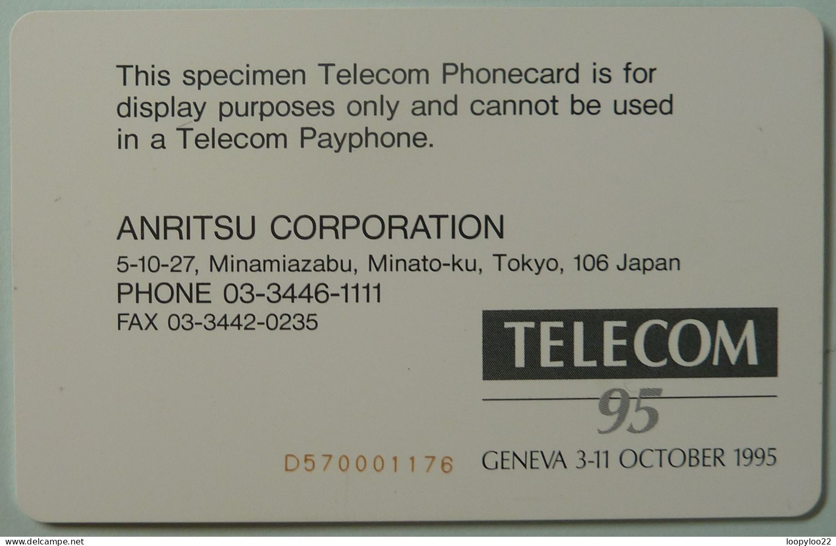 JAPAN / SWITZERLAND - Chip - Anritsu - Telecom '95 - Geneva - 1Fr - Used - Suiza