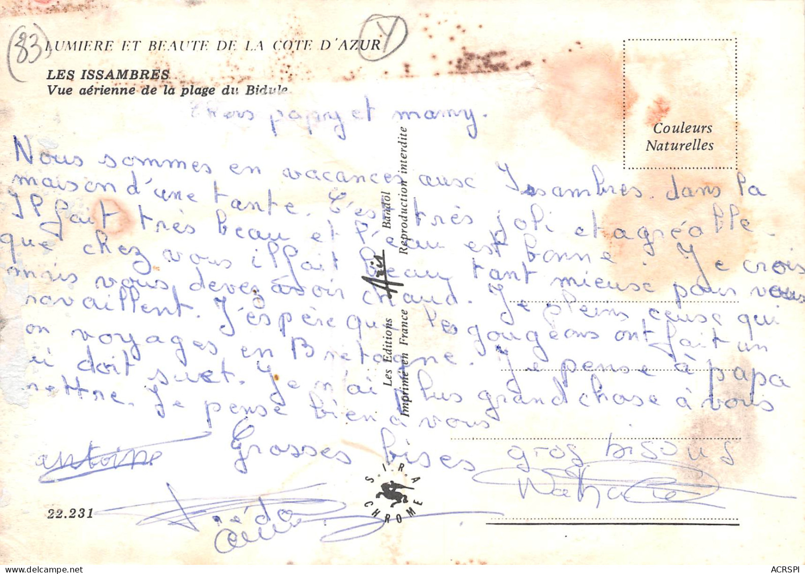 LES ISSAMBRES Vue Aerienne De La Plage Du BIDULE  28 (scan Recto Verso)ME2676BIS - Les Issambres