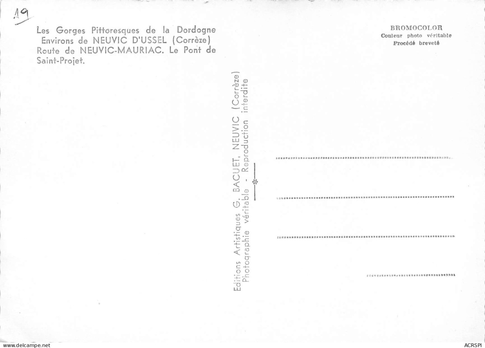 NEUVIC  D' USSEL Pont De St Projet  Route De Mauriac 14 (scan Recto Verso)ME2676TER - Other & Unclassified