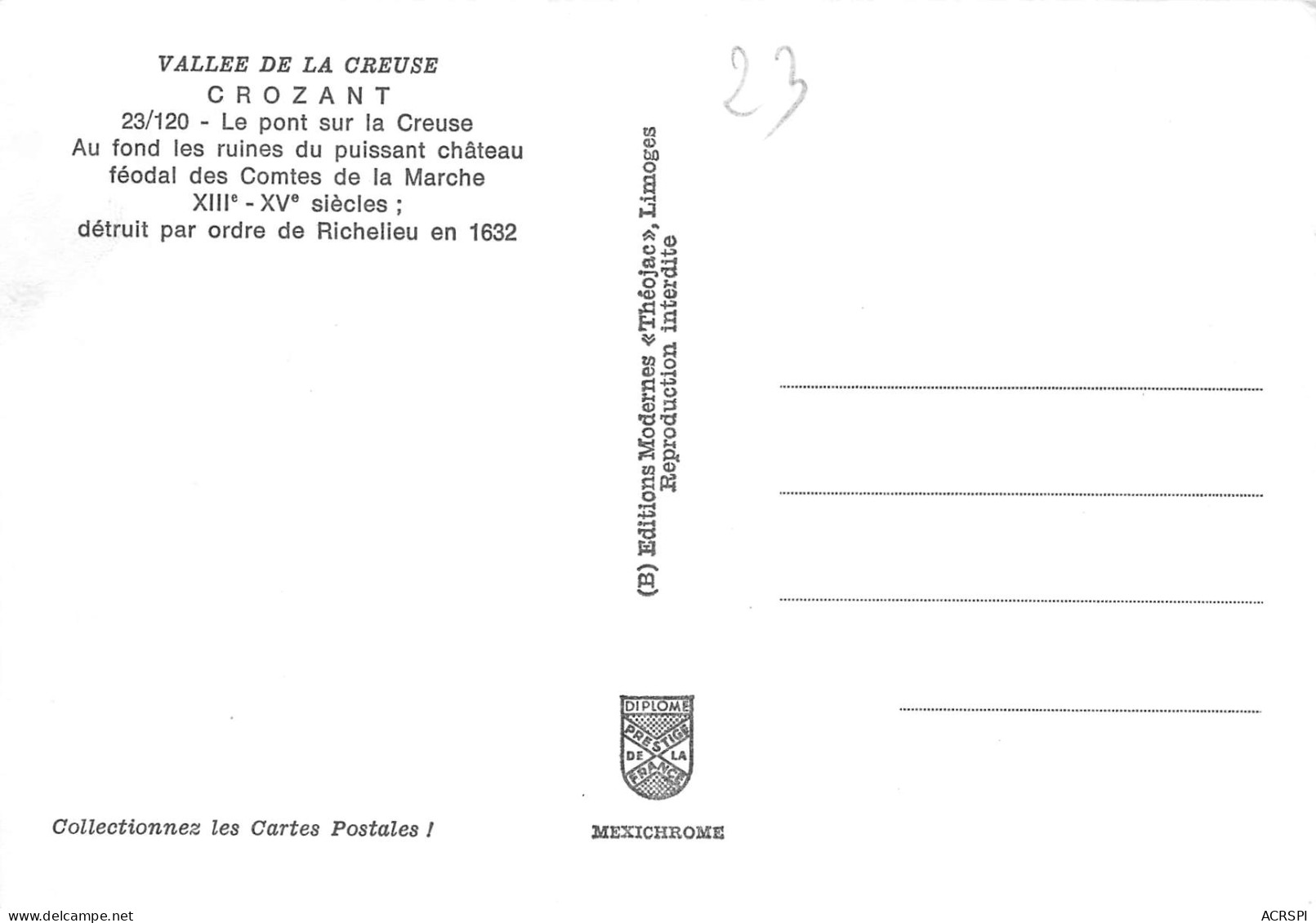 CROZANT Le Pont Sur La Creuse  41 (scan Recto Verso)ME2676TER - Crozant