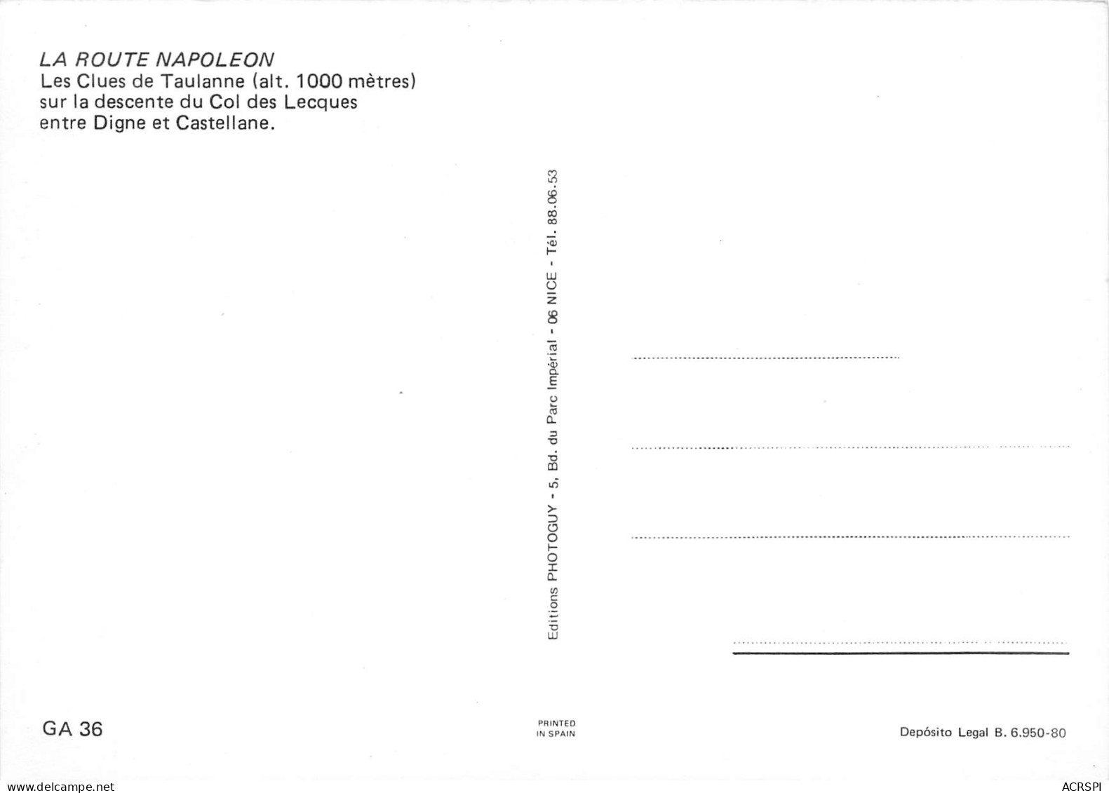 Clues De Taulanne Entre DIGNE ET CASTELLANE  43 (scan Recto Verso)ME2676VIC - Barcelonnette