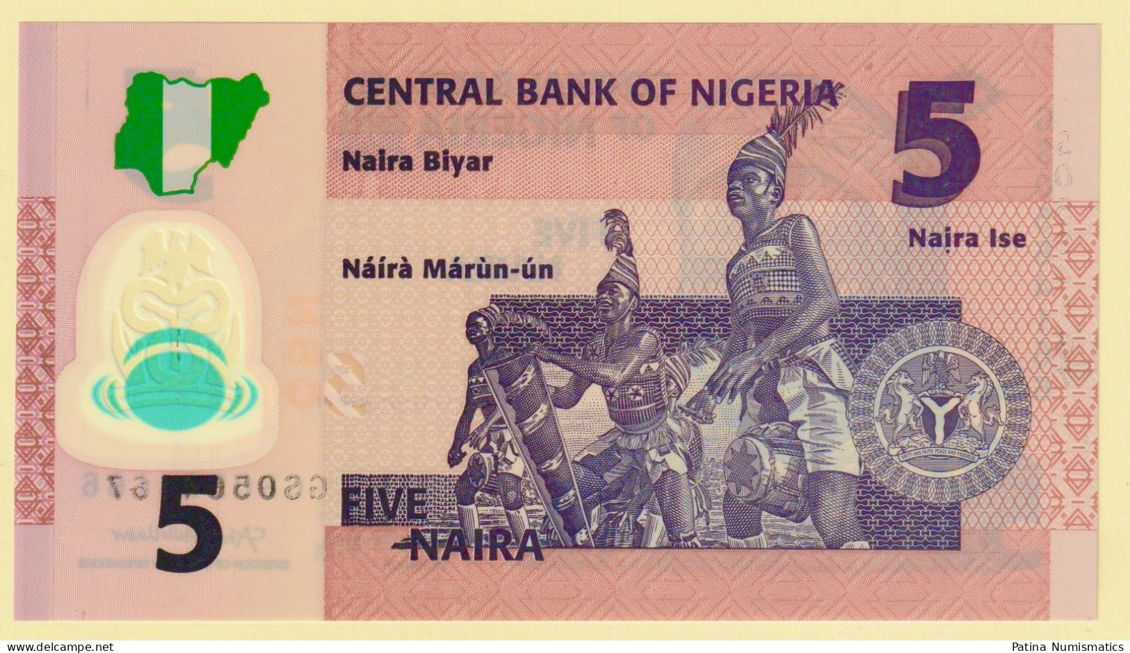 Nigeria 5 Naira. 2022. Polymer. P38m. “GS” Prefix. UNC - Nigeria