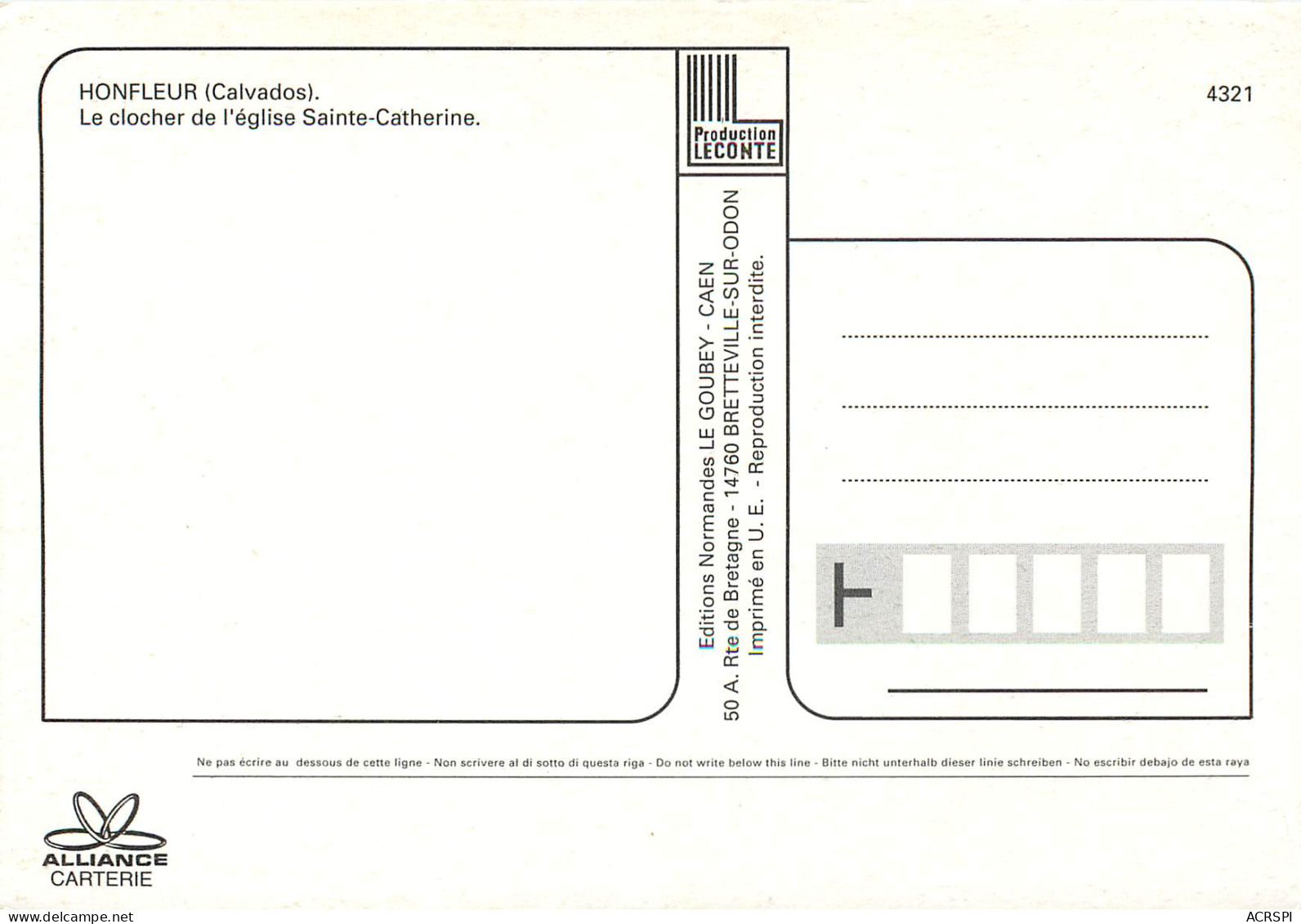 HONFLEUR Le Clocher De Le Glise Sainte Catherine 6(scan Recto Verso)ME2678 - Honfleur