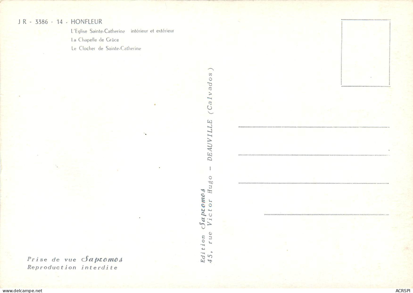 HONFLEUR L Eglise Sainte Catherine Interieur Et Exterieur 15(scan Recto Verso)ME2678 - Honfleur
