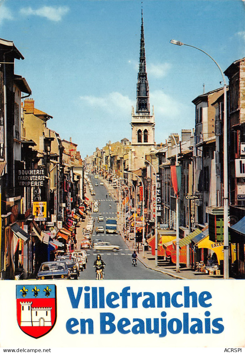 VILLEFRANCHE Sur SAONE En BEAUJOLAIS La Rue Nationale 15 (scan Recto Verso)ME2678UND - Villefranche-sur-Saone