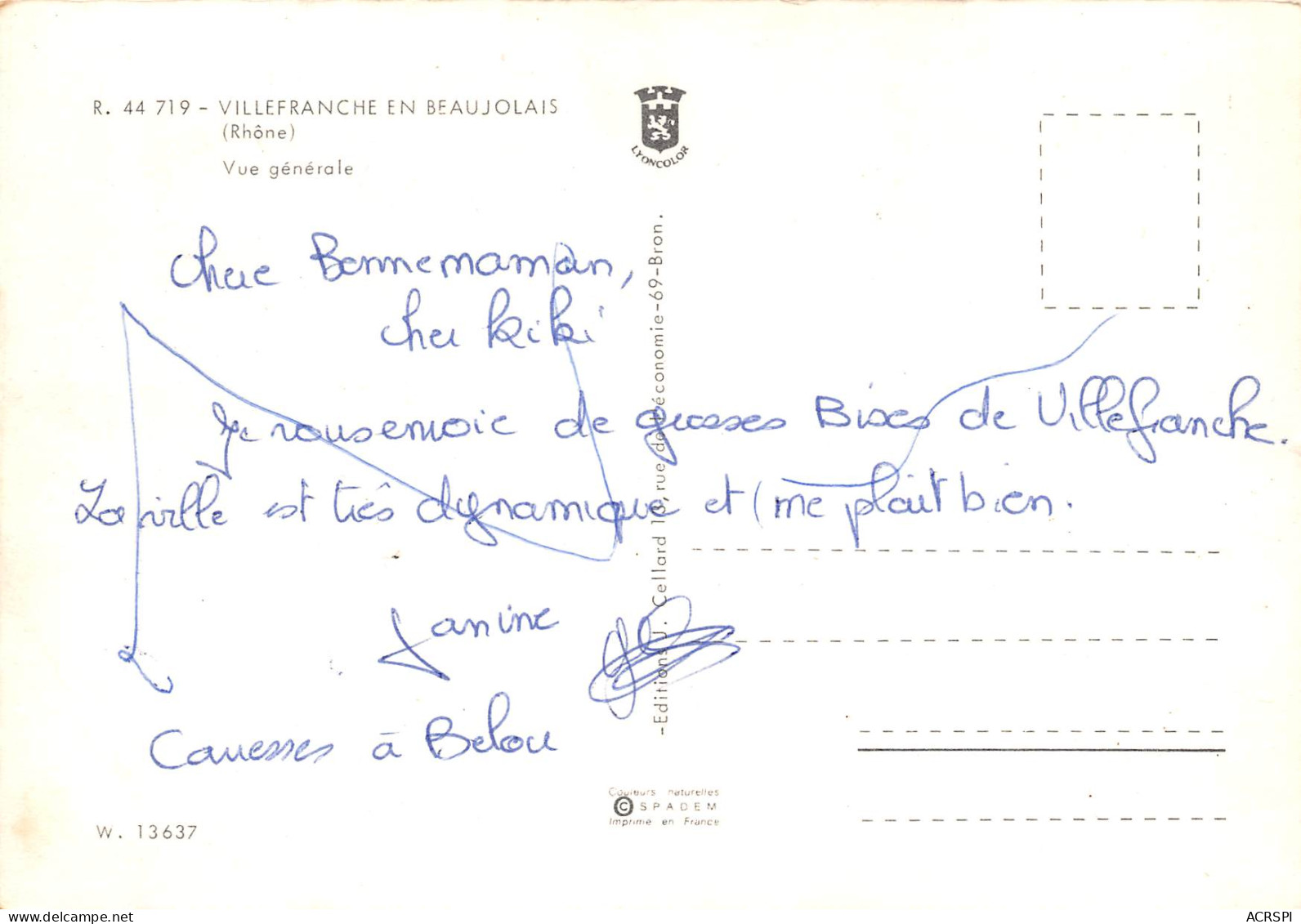 VILLEFRANCHE Sur SAONE En BEAUJOLAIS  Vue Générale  21 (scan Recto Verso)ME2678UND - Villefranche-sur-Saone