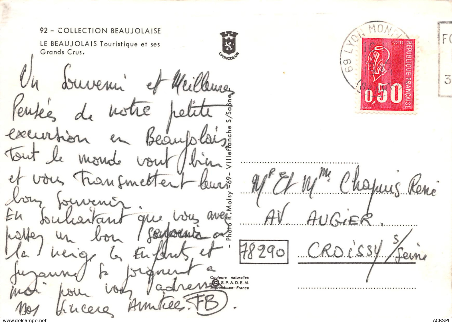 Carte Du Beaujolais Chiroubles Fleurie Moulin à Vent  Julienas  38 (scan Recto Verso)ME2678UND - Chiroubles