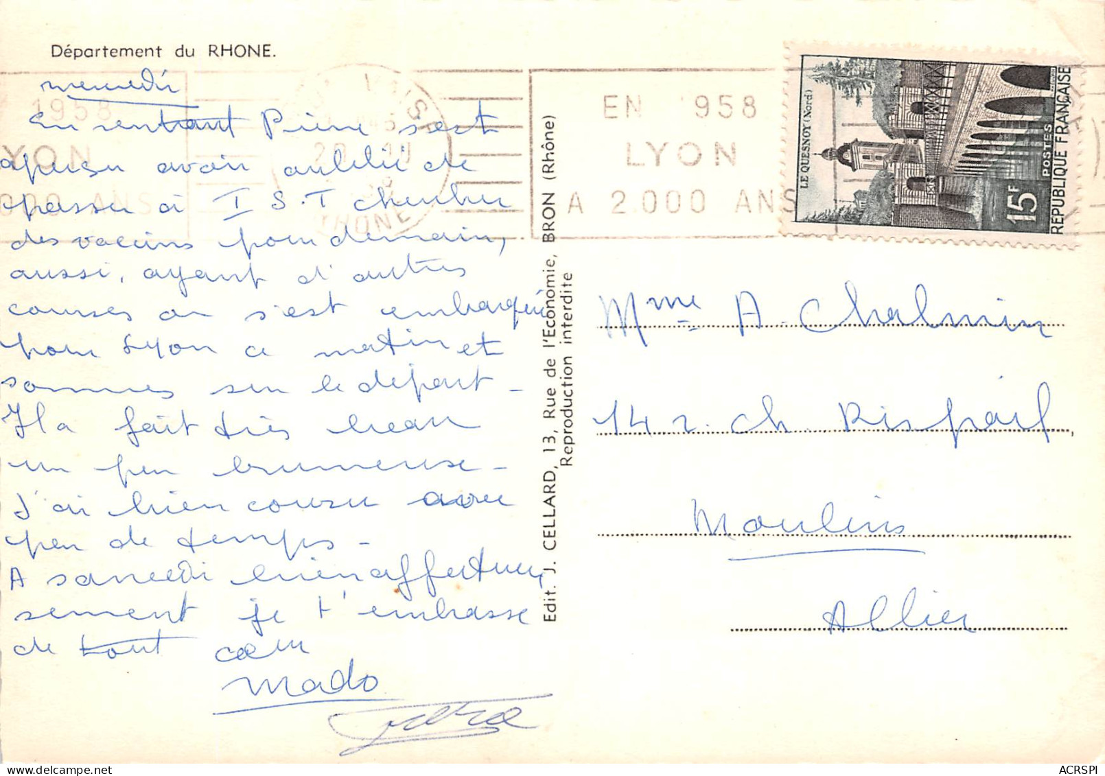 69 Rhone BEAUJOLAIS Brouilly Chenas Chiroubles Brouilly Julienas Morgon LYON 42 (scan Recto Verso)ME2678UND - Villefranche-sur-Saone