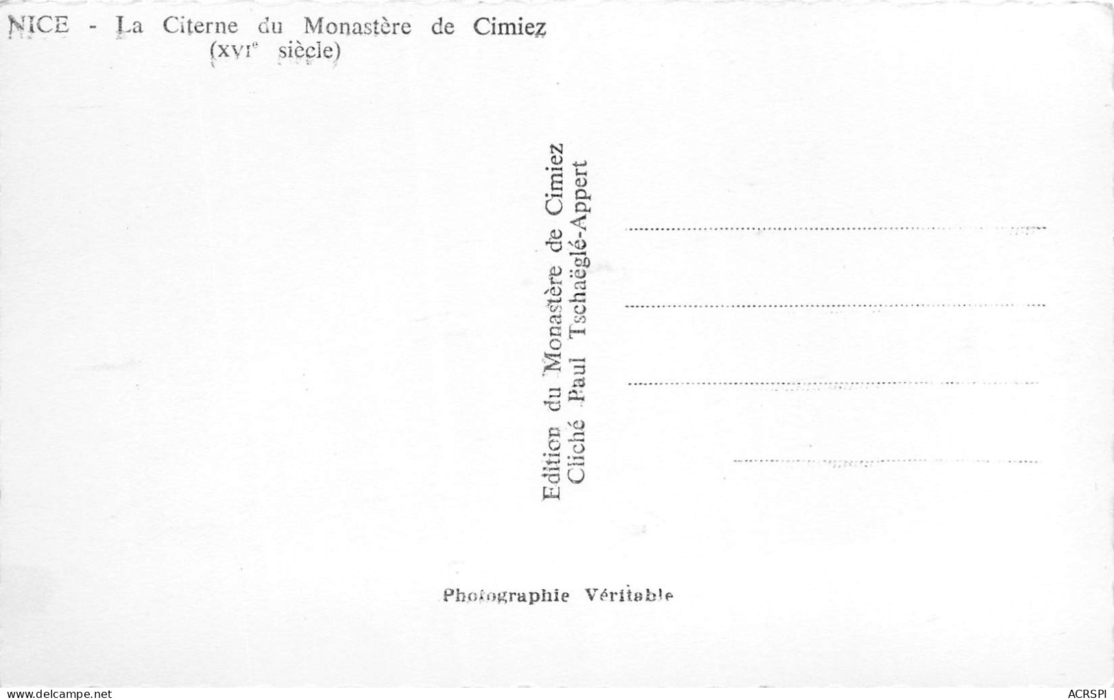 NICE Monastère De Cimiez LA CITERNE  3 (scan Recto Verso)ME2678VIC - Monuments