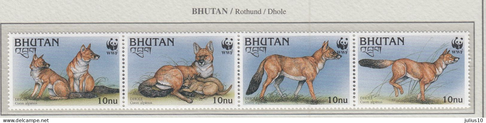 BHUTAN 1997 WWF Animals Wild Dog Mi 1687-1690 MNH(**) Fauna 566 - Perros