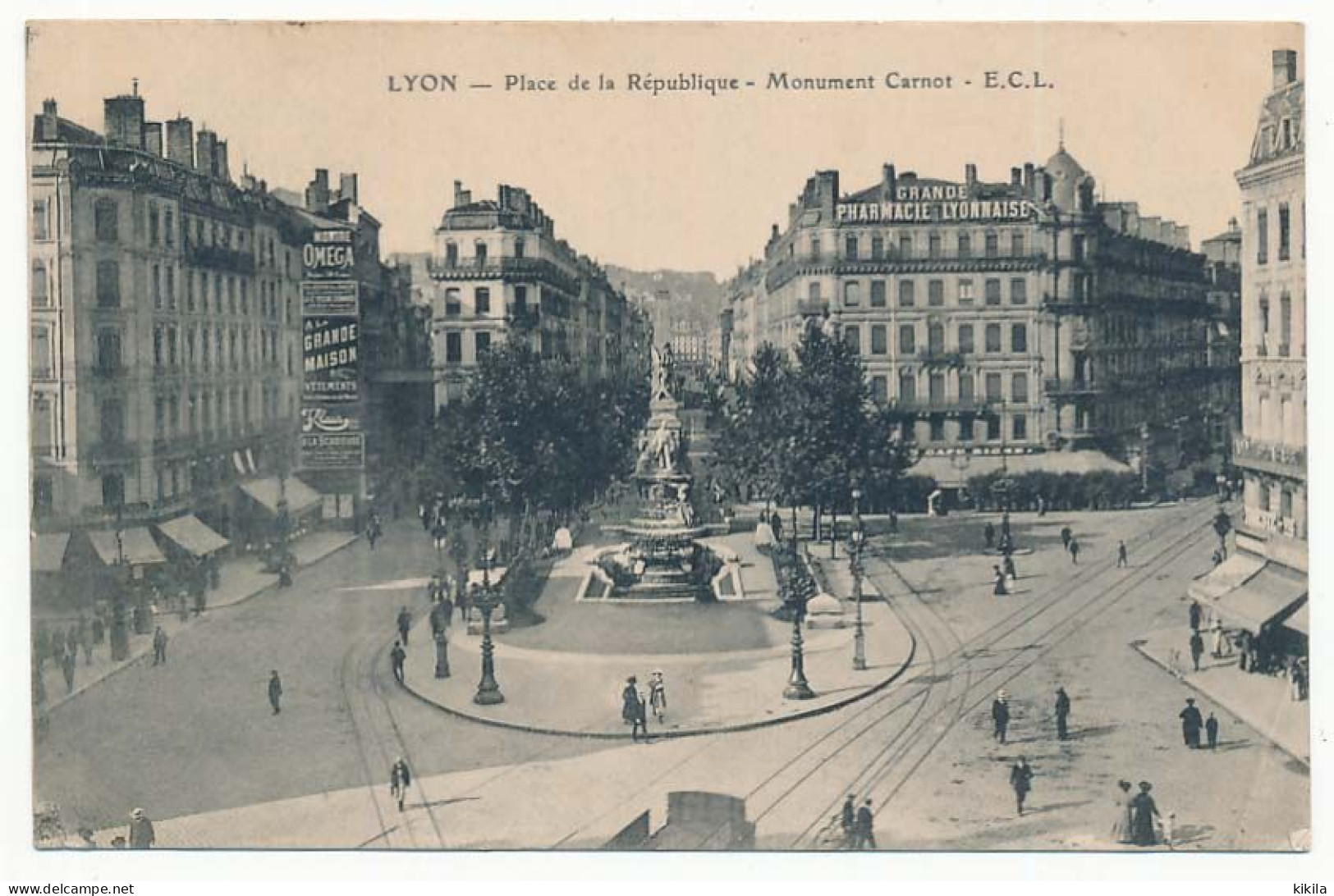 CPA 9 X 14 Rhône LYON  Place De La République - Monument Carnot - E.C.L. - Otros & Sin Clasificación