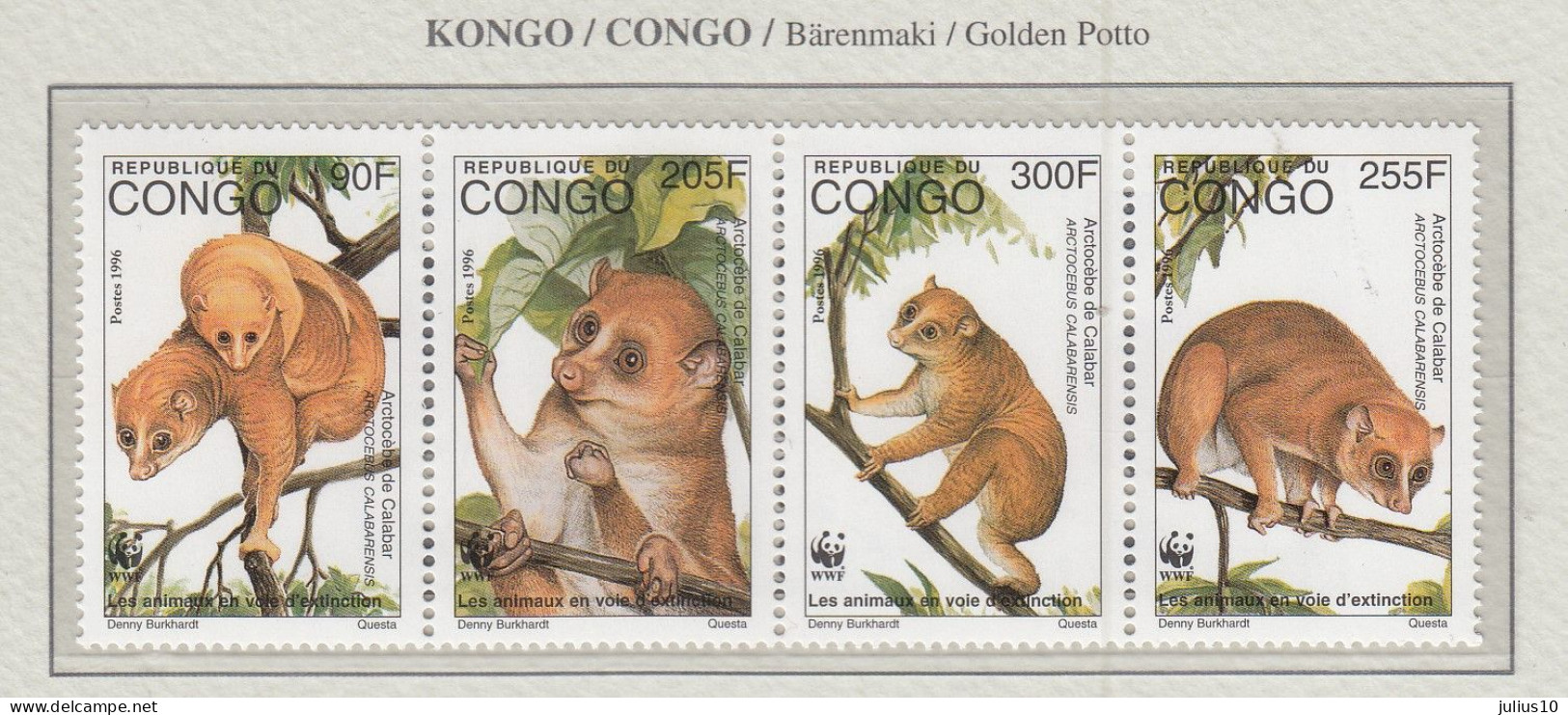 CONGO 1997 WWF Animals Monkeys Mi 1504-1507 NH(**) Fauna 567 - Apen