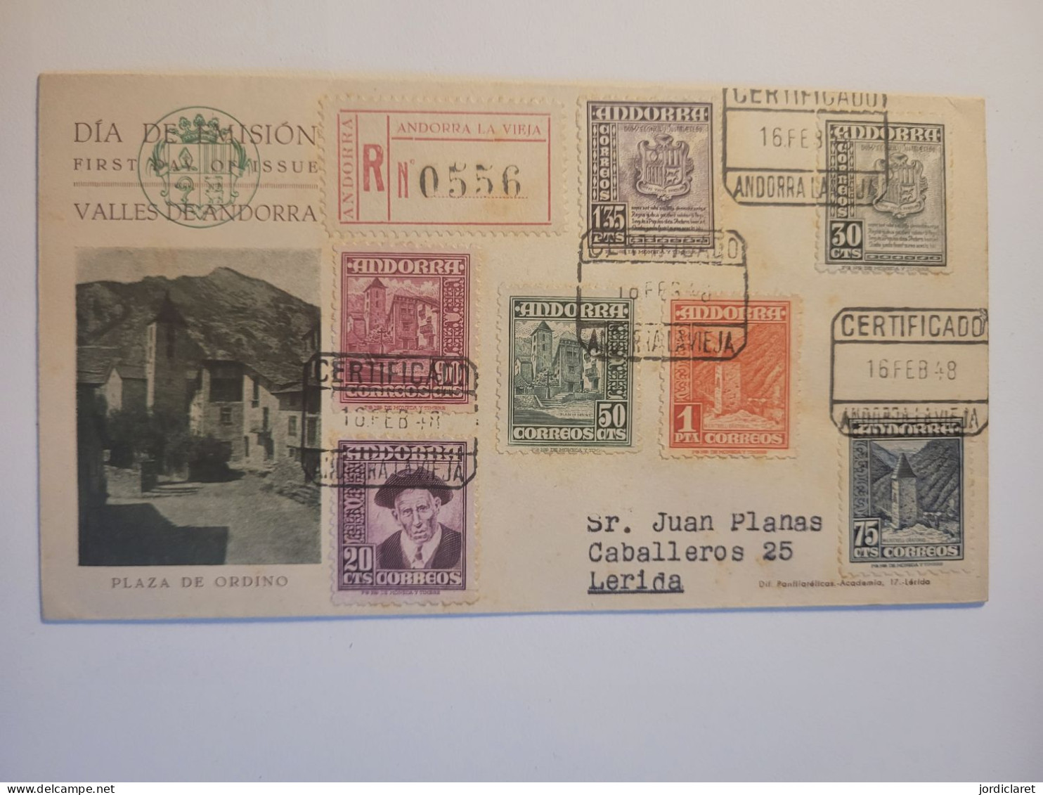 Carta 1948 CERTIFICADA ANDORRA LA VIEJA - Lettres & Documents