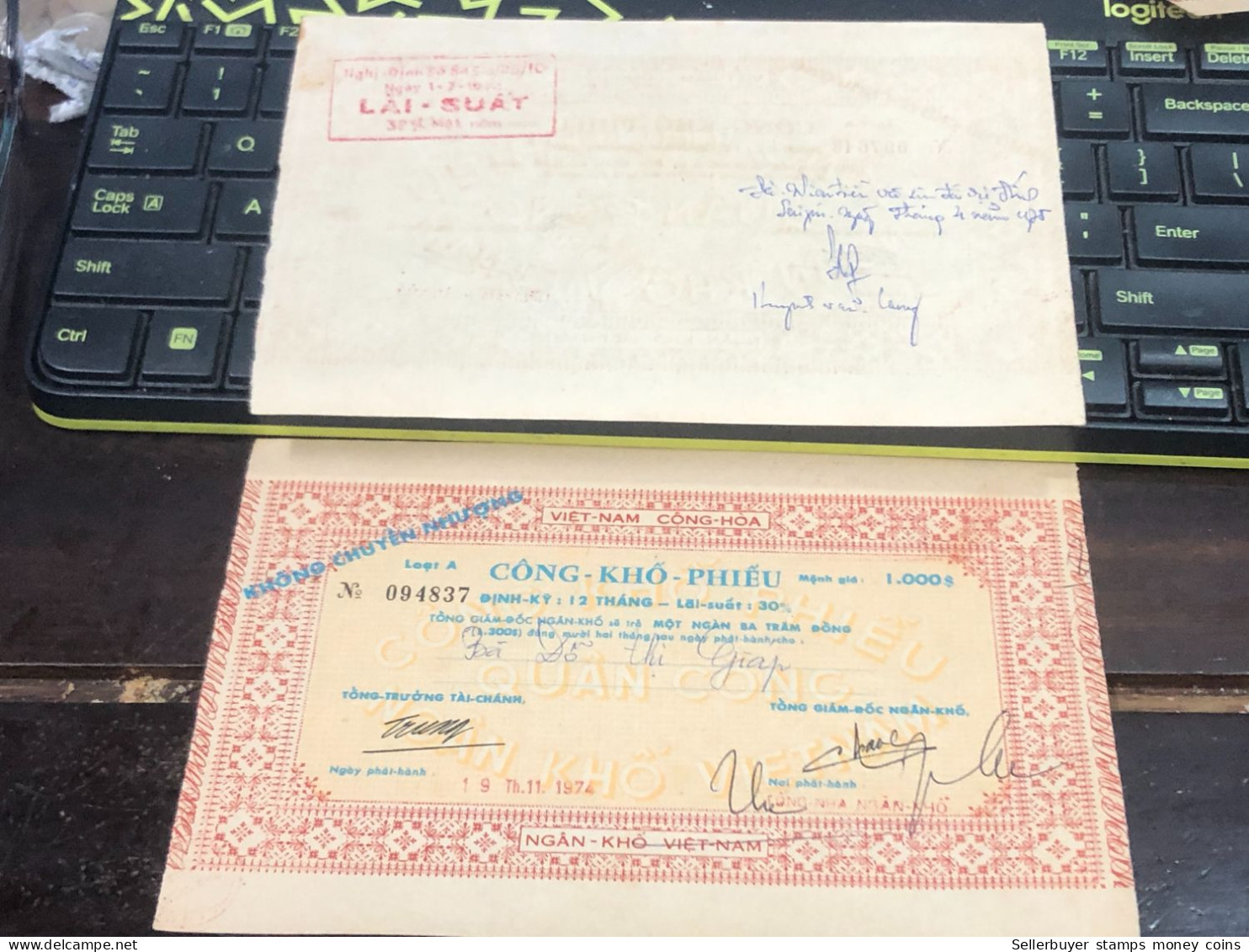 VIET NAM SOUTH PUBLIC DRY BOND BANK CHEC KING-1000$/1975-1 PCS - Vietnam