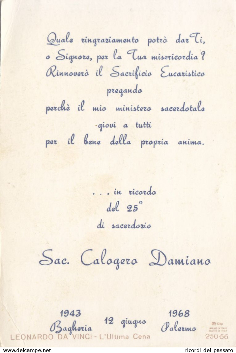 Santino Ricordo 25°di Sacerdozio - Palermo 1943 / 1968 - Andachtsbilder