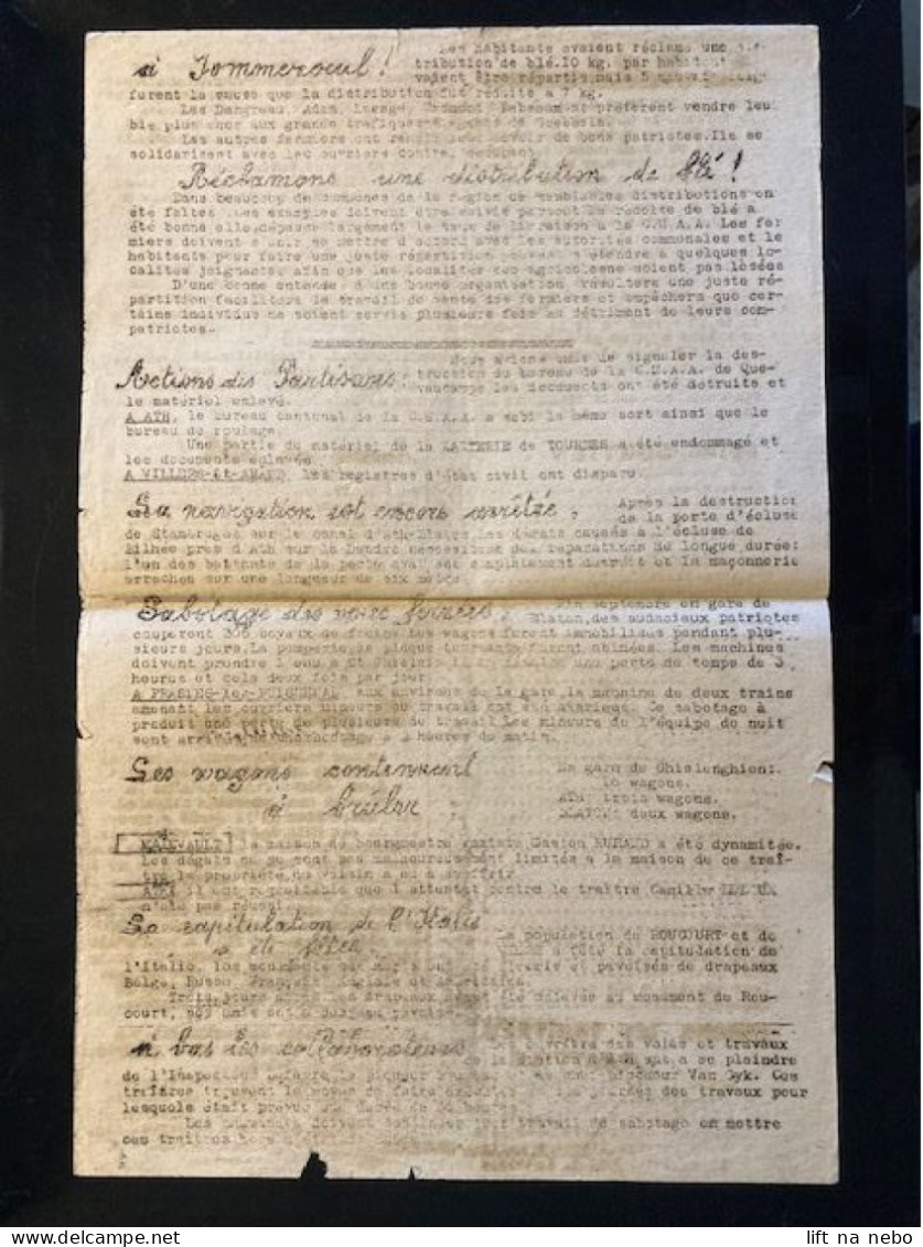 Tract Presse Clandestine Résistance Belge WWII WW2 'Les Kollaborateurs' Mr. L'administrateur... Printed On Both Sides - Documenti