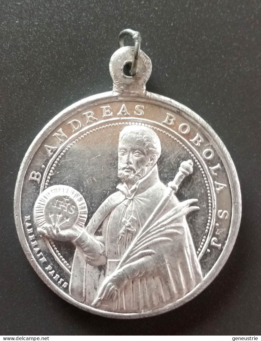 Médaillon Pendentif Médaille Religieuse Début XXe "Bienheureux Andreas Bobola, Saint Patron De La Pologne" - Religion & Esotericism