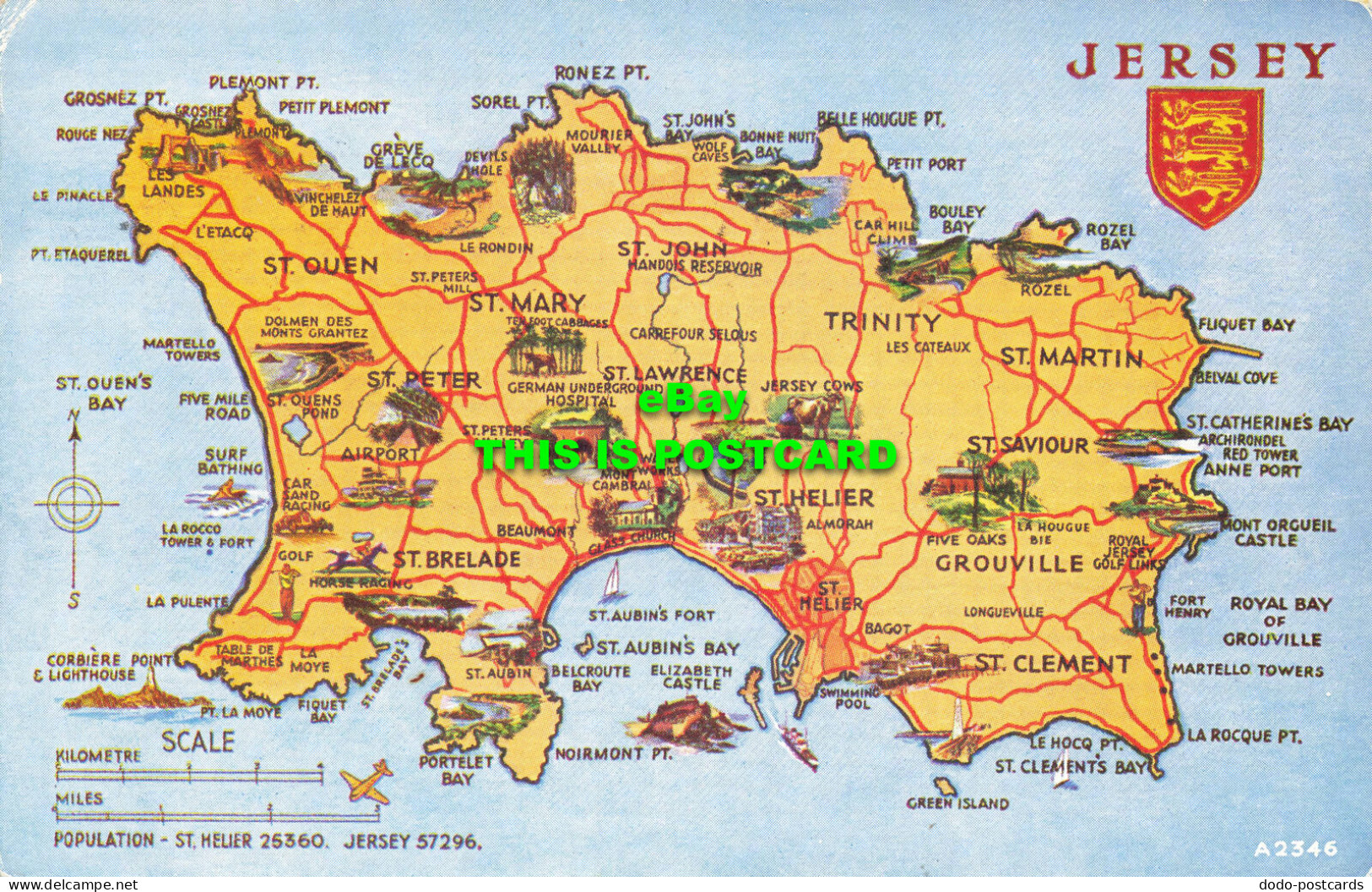 R570588 Jersey. A2346. Map. Art Colour. Valentines. 1961 - Welt