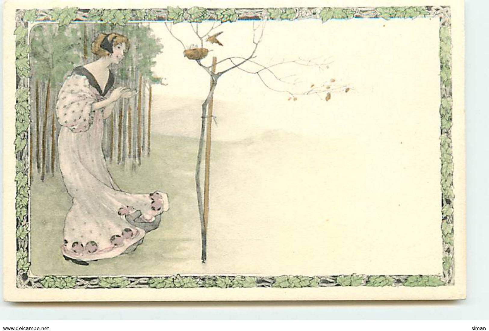 N°20607 - MM Vienne - Art Nouveau - Femme Regardant Des Oiseaux Dans Un Nid - Vienne