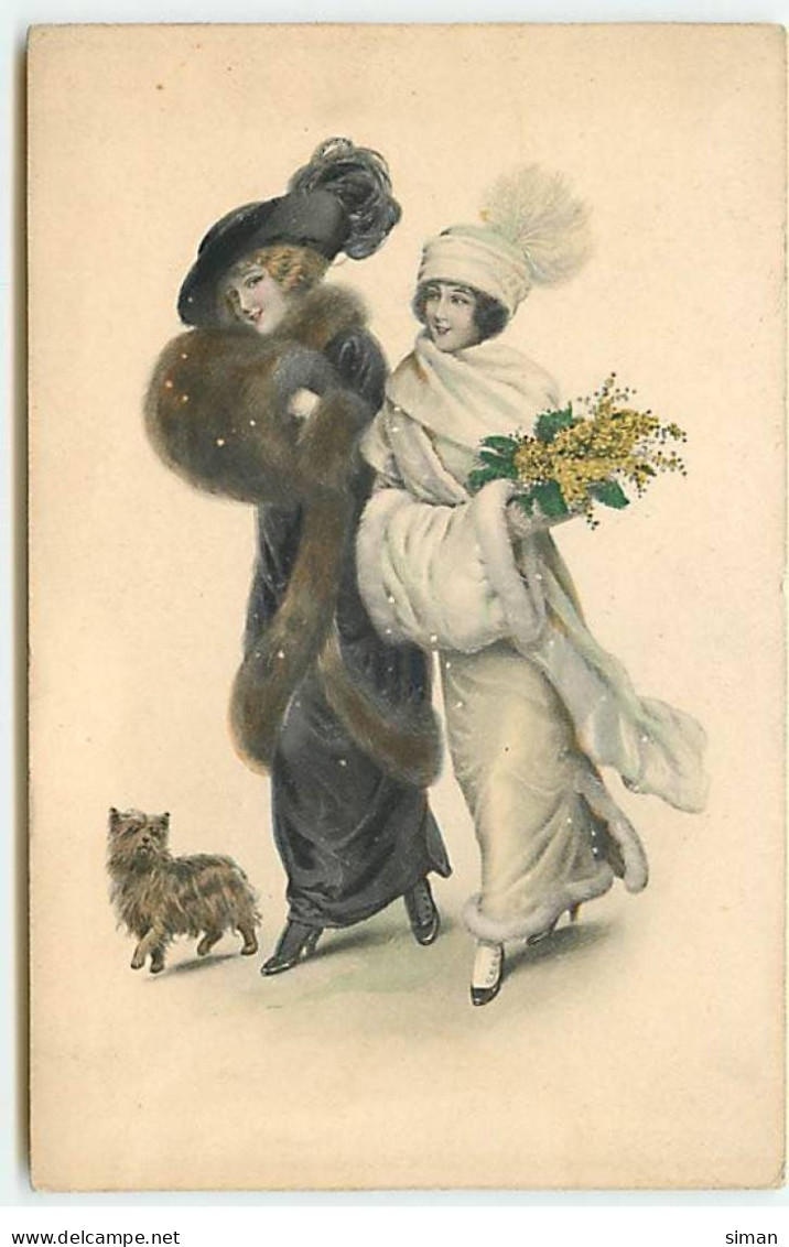 N°22808 - Illustrateur - MM Vienne N°1152 - Deux Jeunes Femmes Se Promenant Avec Un Petit Chien - Vienne