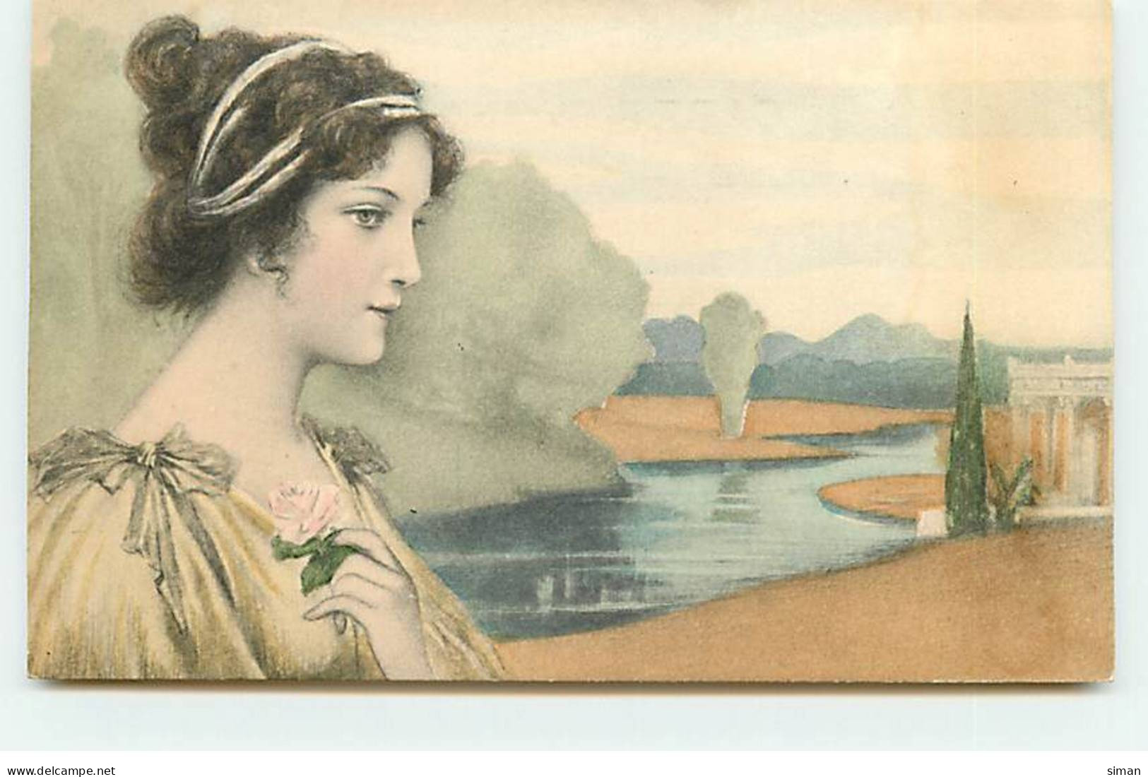 N°18361 - MM Vienne - Jeune Femme Tenant Une Rose - Vienne