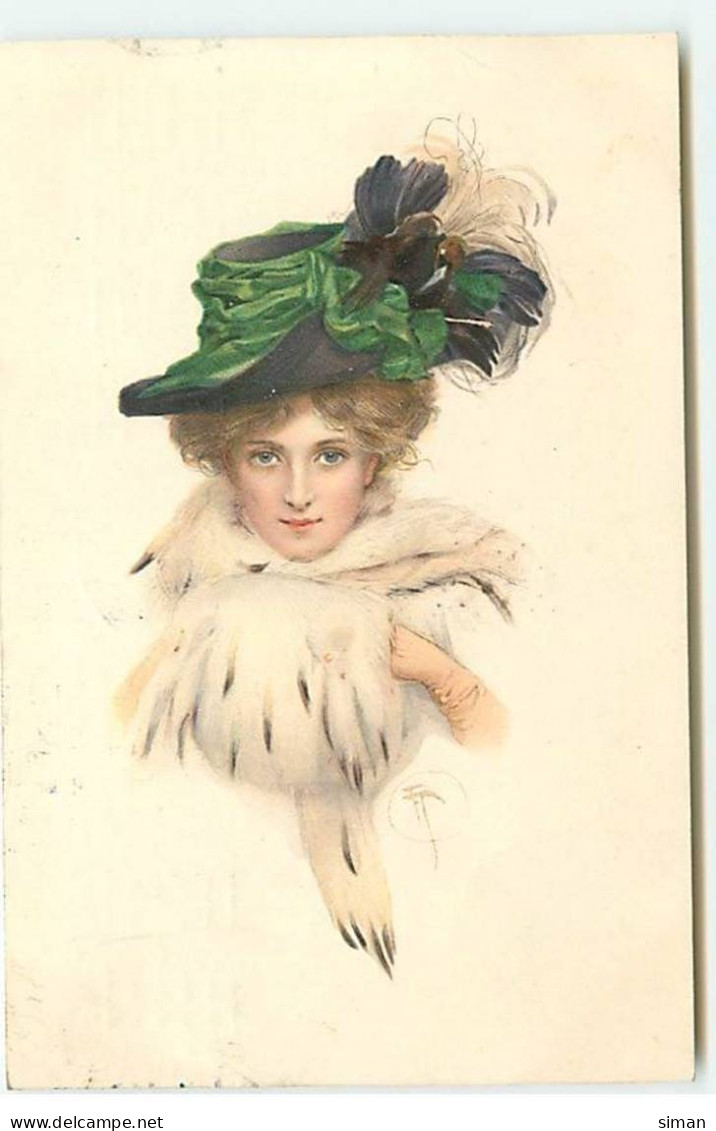 N°20612 - MM Vienne N°479 - Jeune Femme Portant Un Chapeau Avec Un Ruban Vert, Et Un Manchon - Vienne