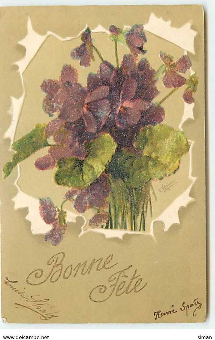 N°18370 - C. Klein - Bonne Fête - Bouquet De Violettes (perles Très Fines) - Klein, Catharina