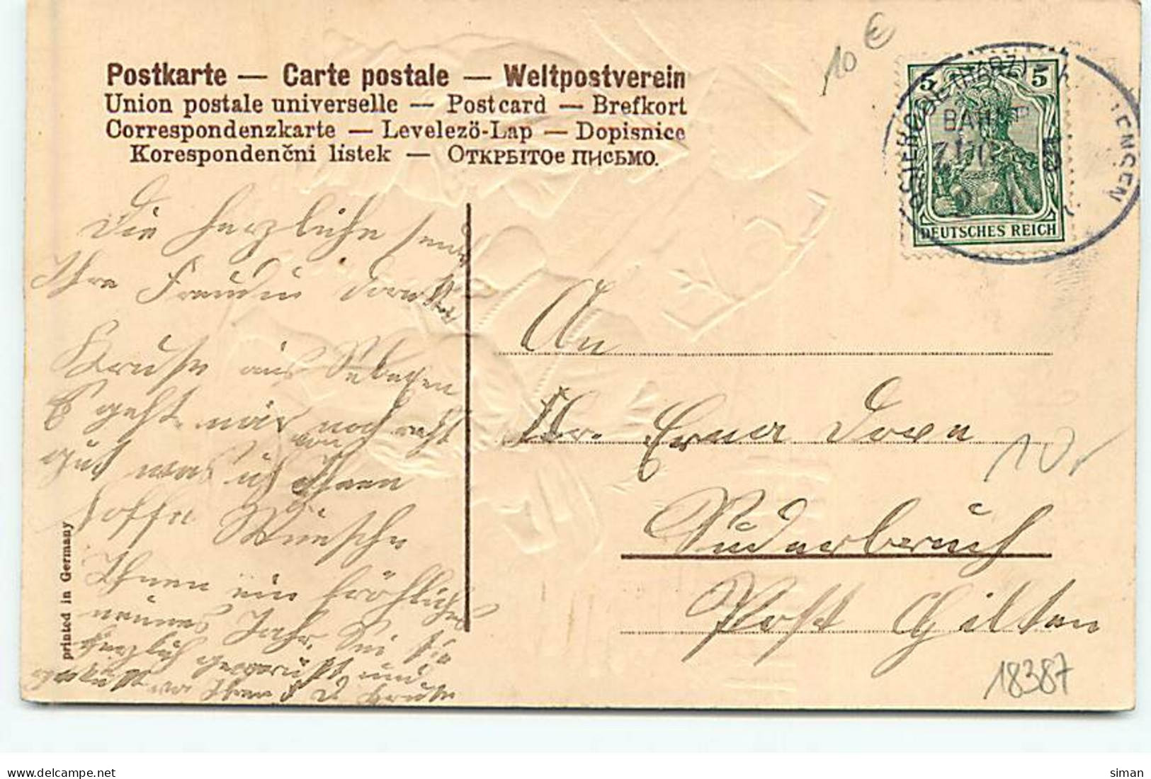 N°18387 - Carte Gaufrée - Viel Glück Im Neuen Jahre - Nains Portant Des Sacs De Pièces D'or - Anno Nuovo