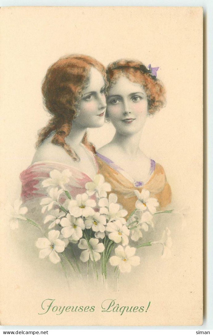 N°16237 - MM Vienne N°656 - Joyeuses Pâques - Deux Jeunes Femmes Avec Des Fleurs - Ostern